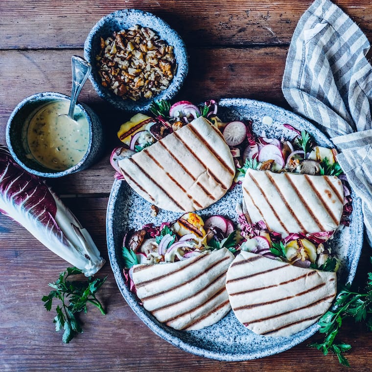 Pita mit Halloumi und Pilzen