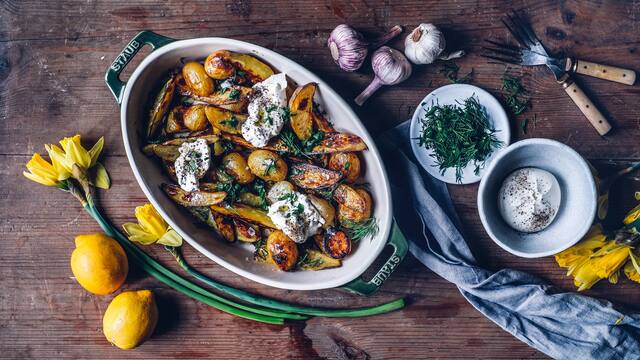 Roasted Mixed Potatoes mit Burrata 