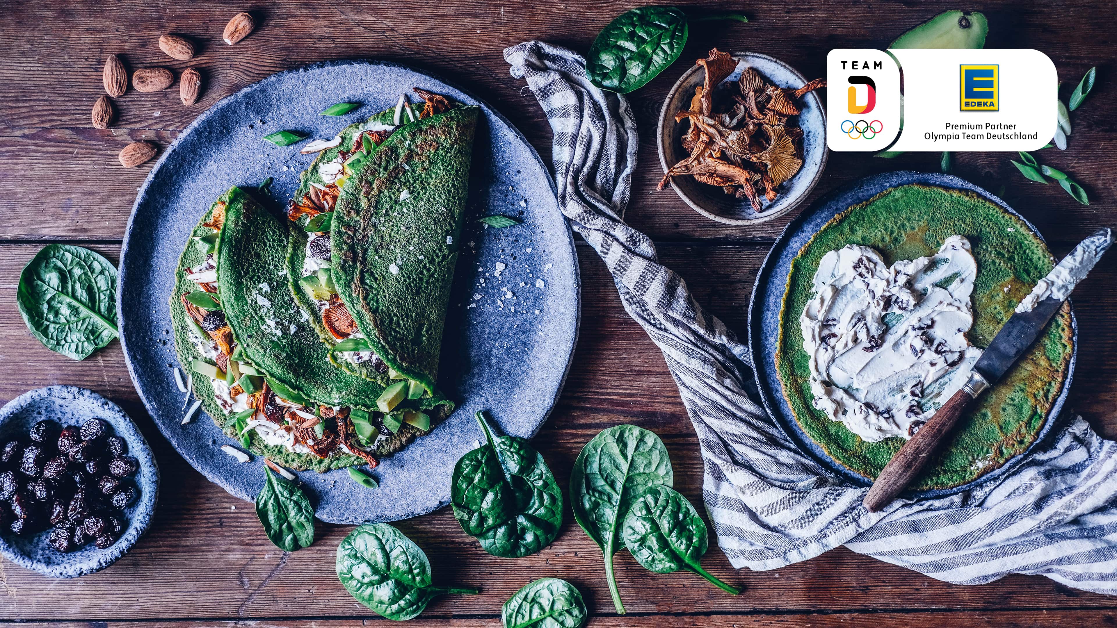 Spinat-Pfannkuchen mit Ziegenkäse - Rezept | EDEKA Spinat-Pfannkuchen mit Ziegenkäse - Rezept | EDEKA