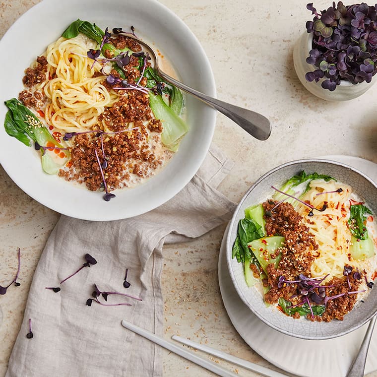 Tantanmen-Ramen mit veganem Hack