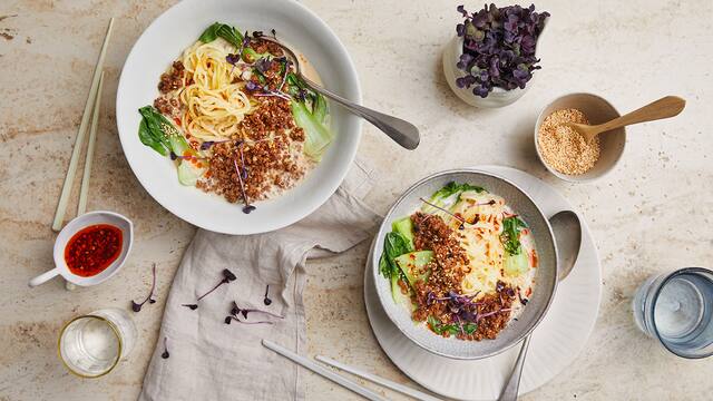 Tantanmen-Ramen mit veganem Hack