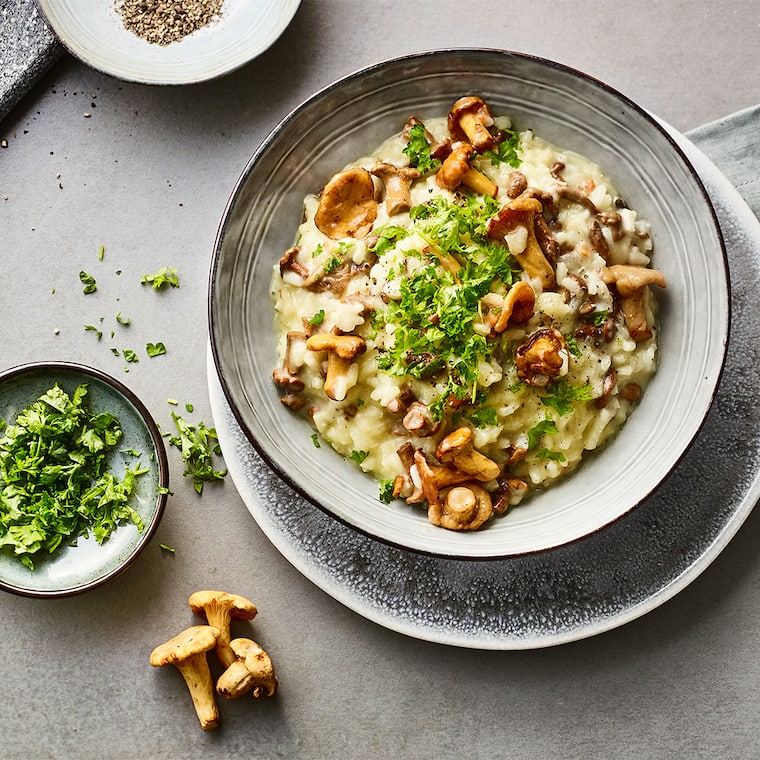 Veganes Risotto mit Pfifferlingen