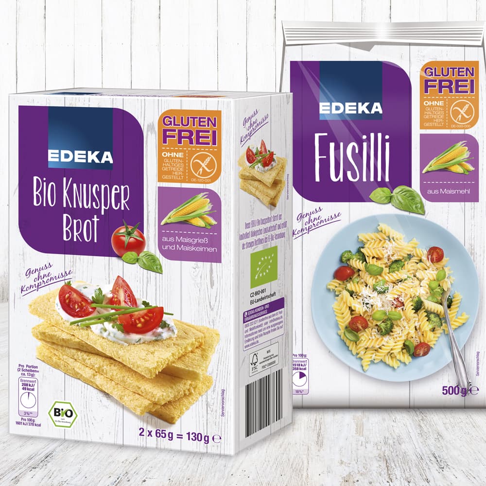 Glutenfreie Lebensmittel im Sortiment EDEKA