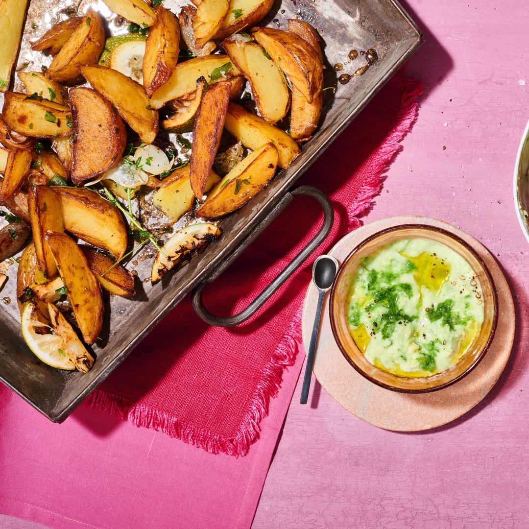 Majoran-Kartoffeln mit Avocado-Zaziki