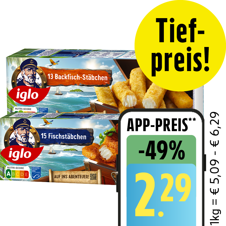iglo Fisch- oder Backfischstäbchen