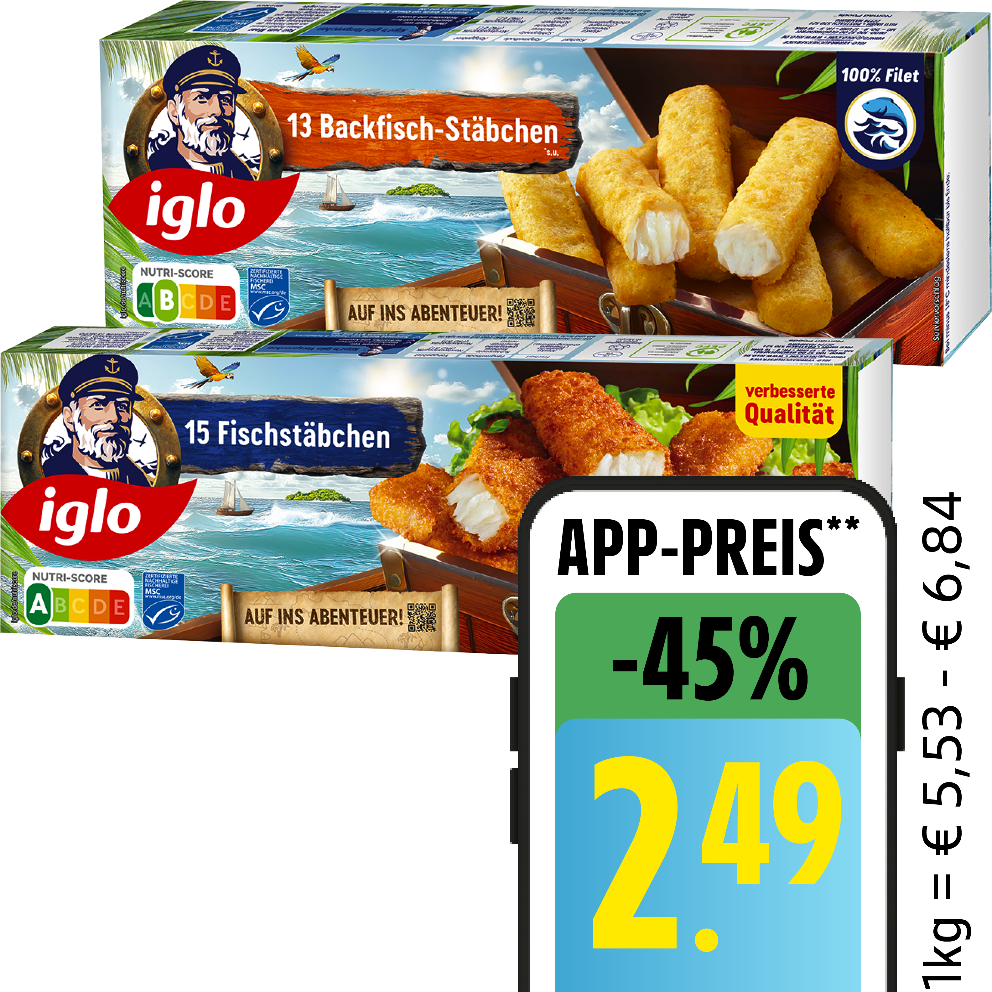 Iglo Fisch- oder Backfischstäbchen