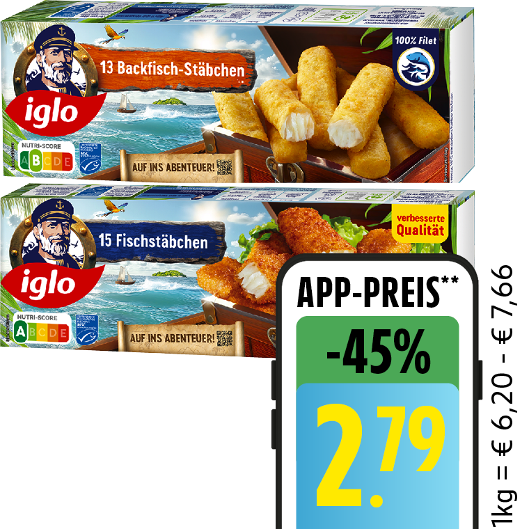 iglo Fisch- oder Backfischstäbchen