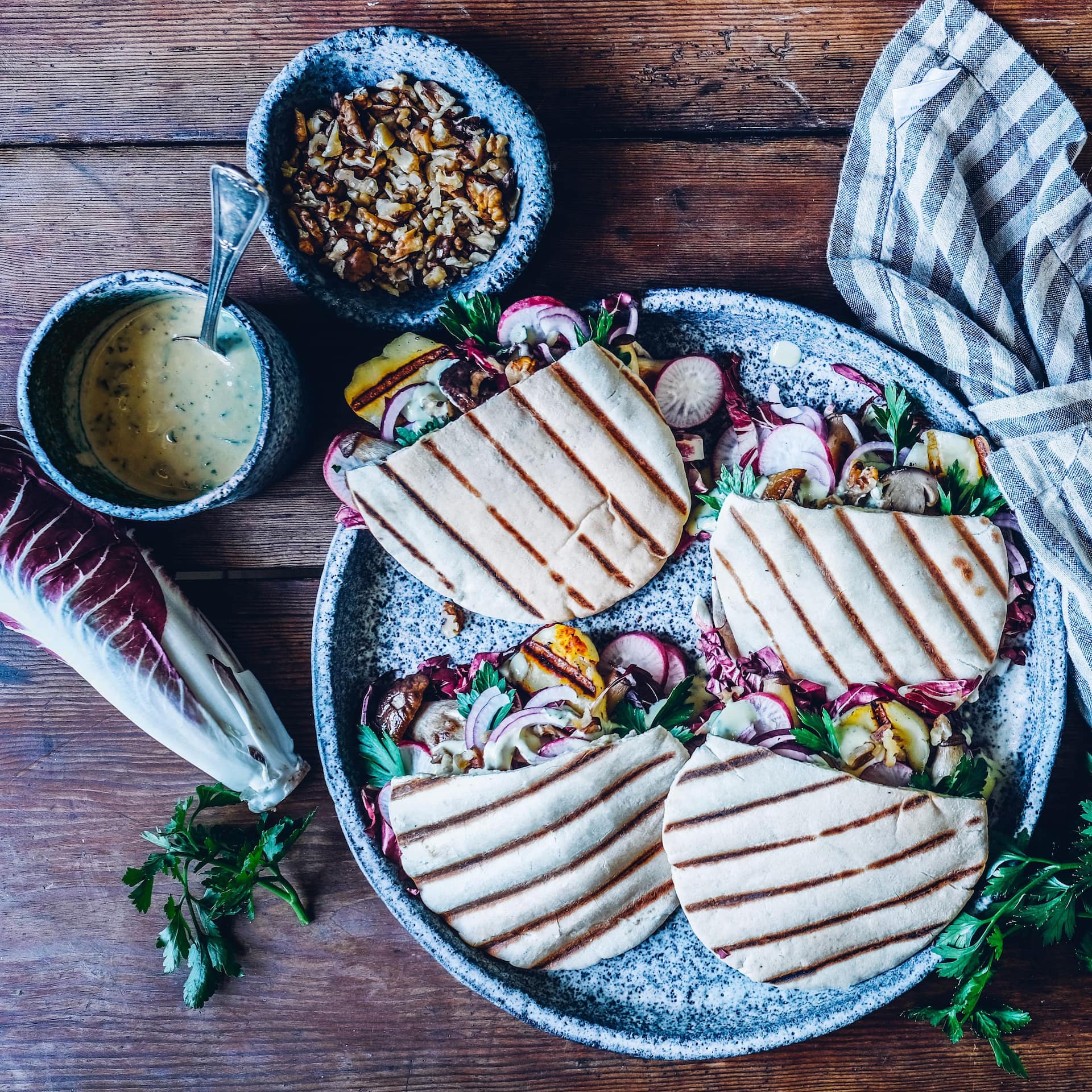 Pita mit Halloumi und Pilzen