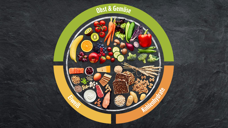Obst & Gemüse sowie Käseprodukte und Nährmittel auf Schiefer