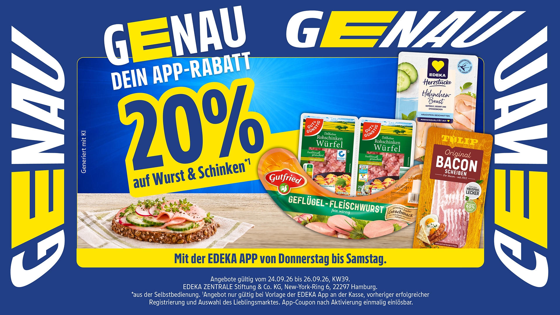 GENAU dein App-Rabatt: 20 % auf Wurst & Schinken.