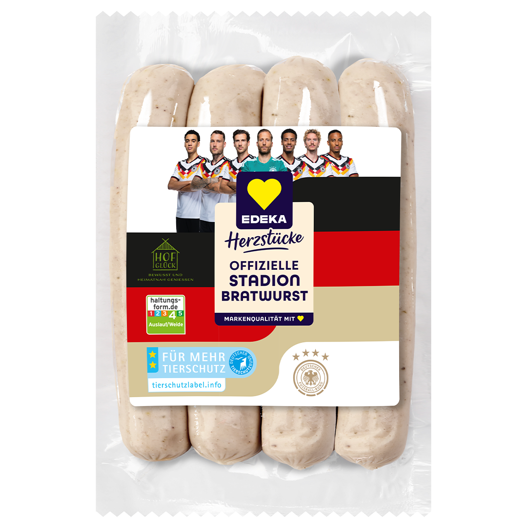 Abbildung des DFB-Kooperationsproduktes EDEKA Herzstücke Offizielle Stadion Bratwurst