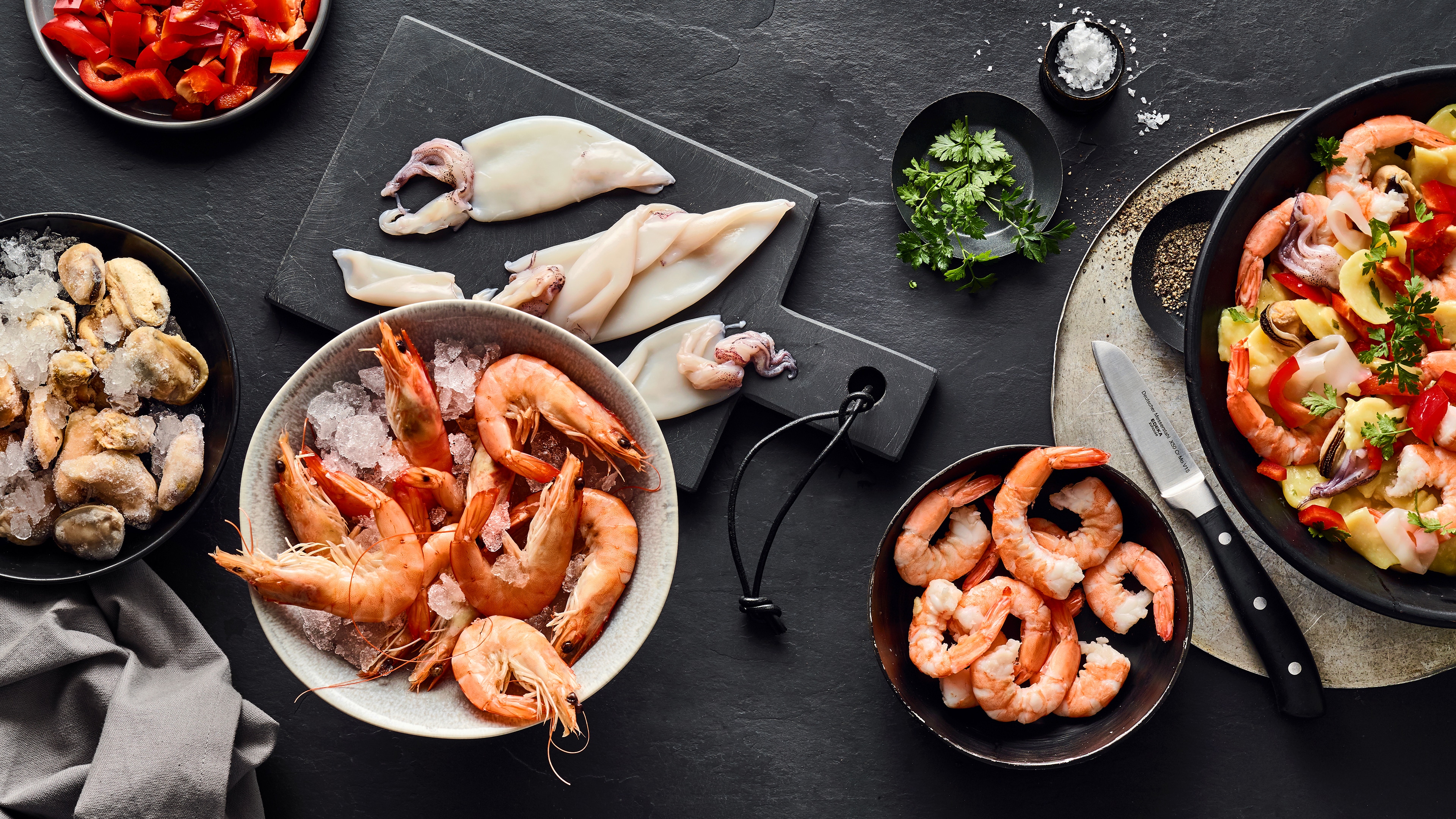 Welche Meeresfrüchte für Salat