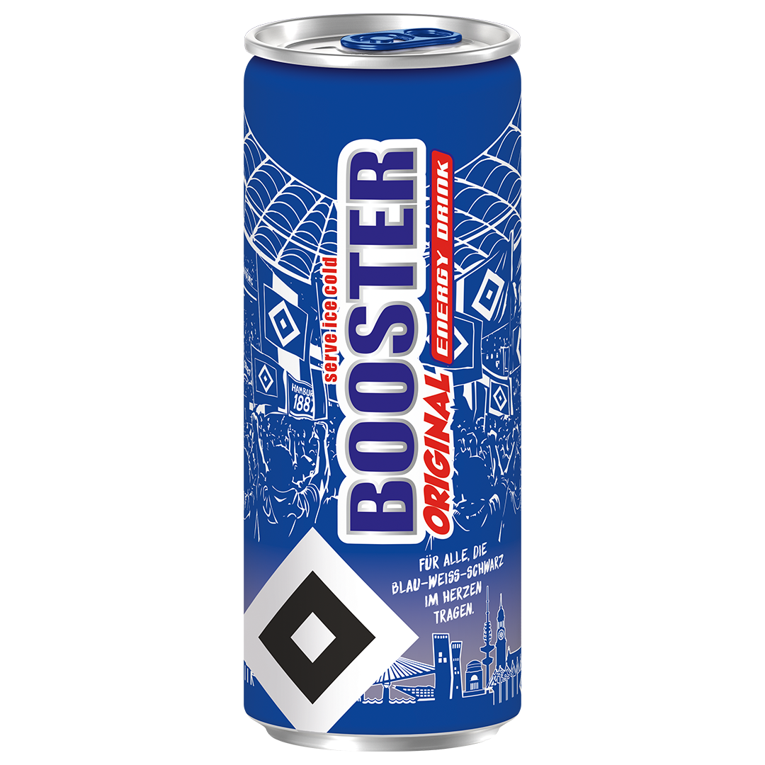 Getränkedose Booster Classic im blauen HSV Design