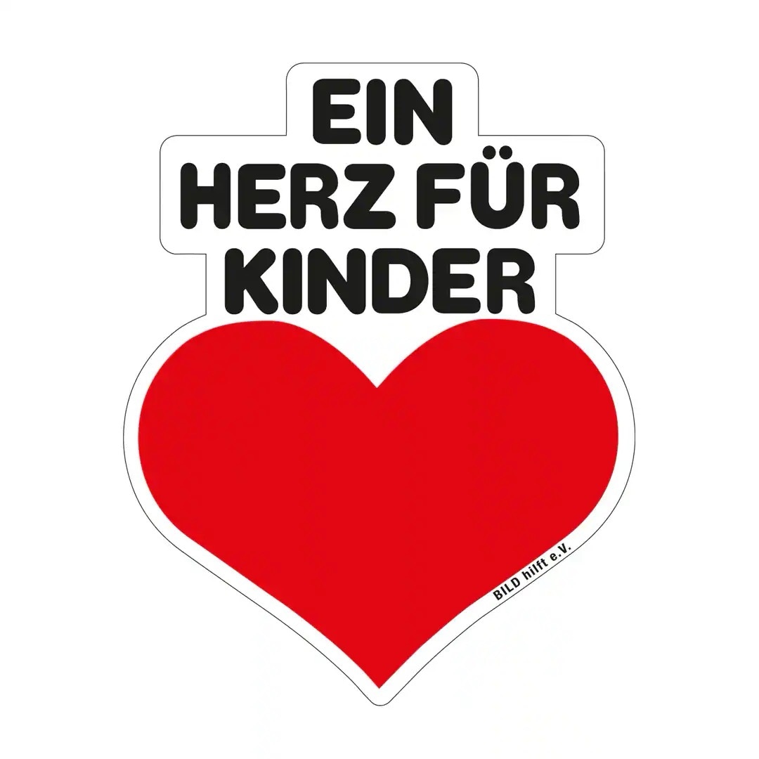 Ein rotes Herz mit schwarzer Überschrift: Ein Herz für Kinder.