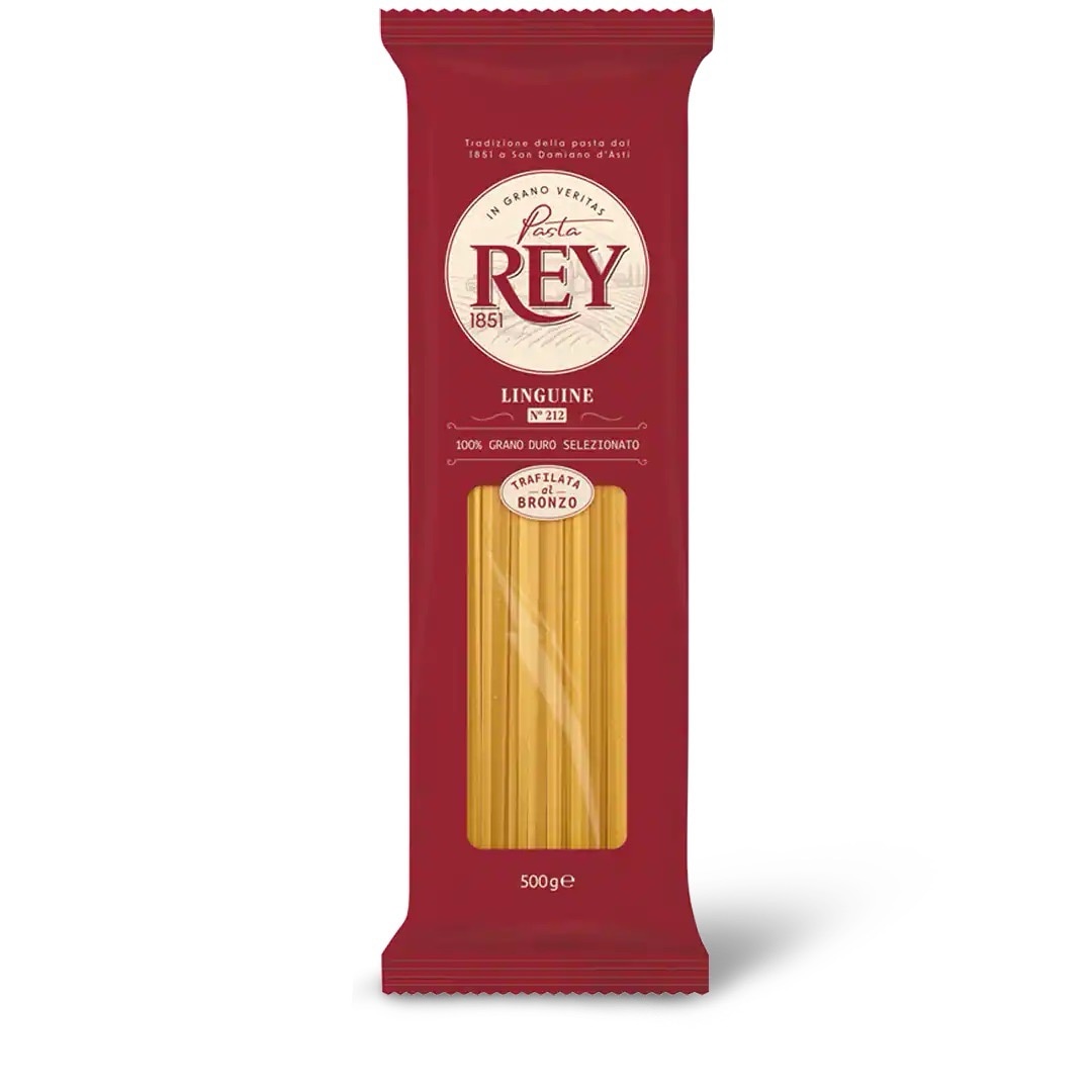 Rote 500-Gramm-Packung Linguine von Pasta Rey.