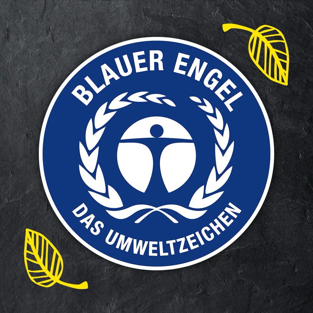 Logo Blauer Engel, das Umweltzeichen.