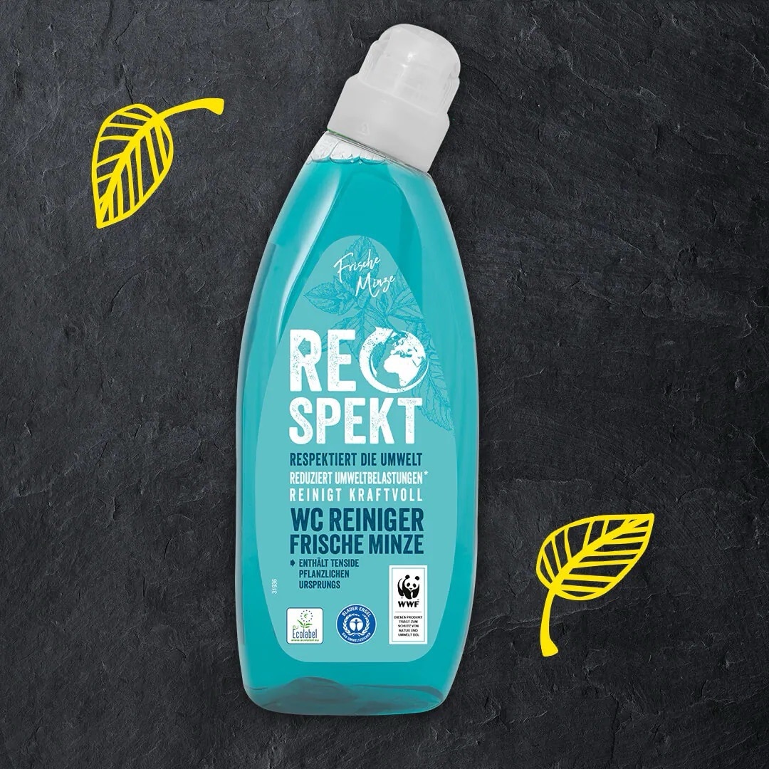 Blaue Flasche Respekt WC Reiniger Frische Minze.