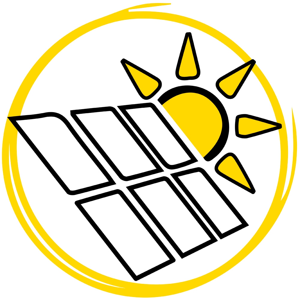 Eine Grafik mit Solarzellen und einer Sonne
