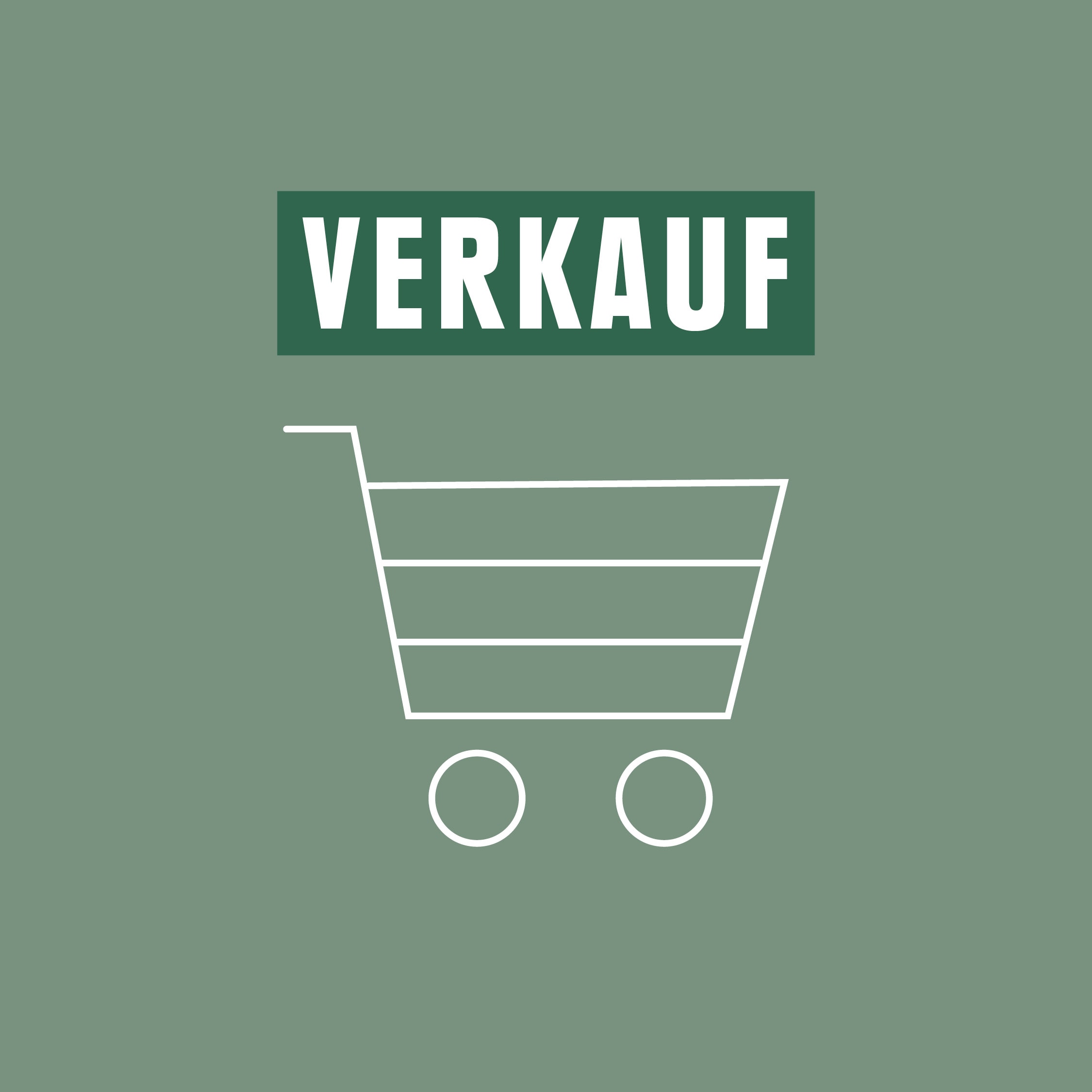 Eine Infographik mit dem Wort Verkauf, darunter eine Abbildung eines Einkaufwagens