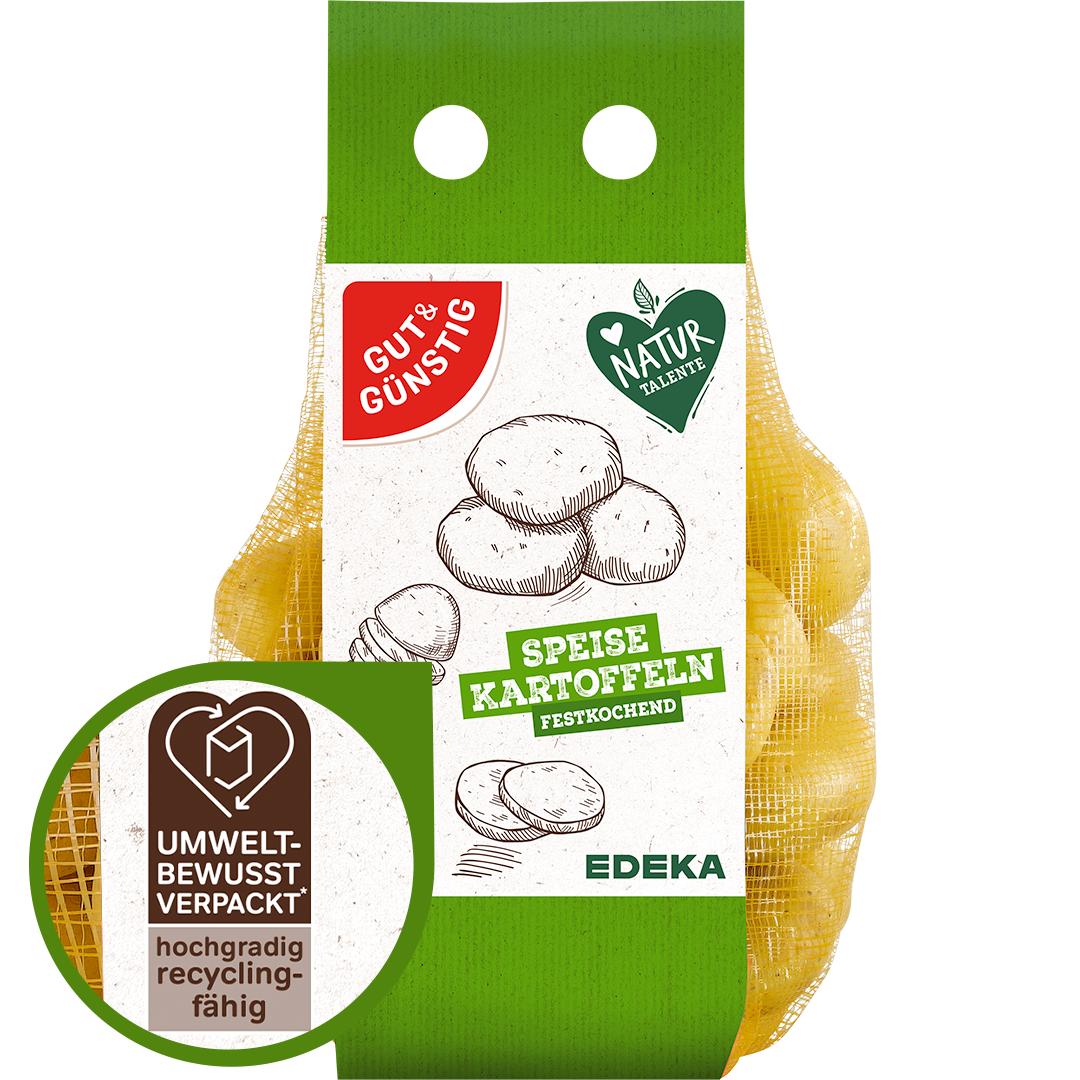 Die Gut&Günstig Speisekartoffeln mit Fokus auf eine umweltbewusste Verpackung