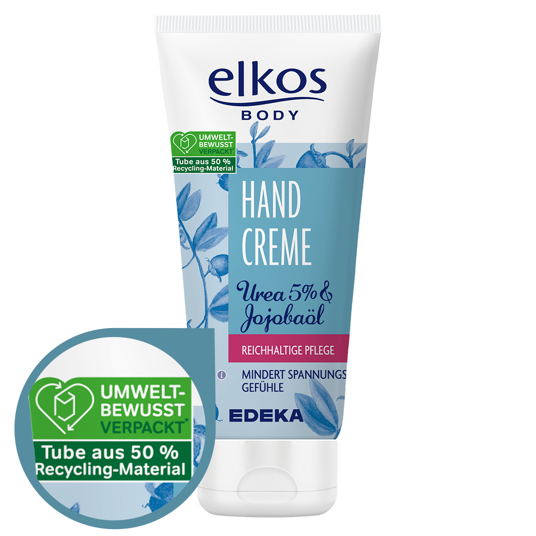 Die elkos Handcreme mit Fokus auf die umweltbewusste Verpackung