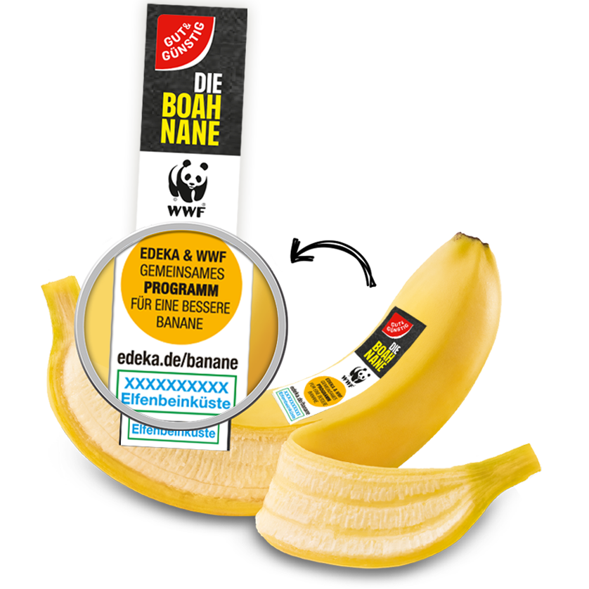 Die Abbildung zeigt den Trackingcode auf einer Banane