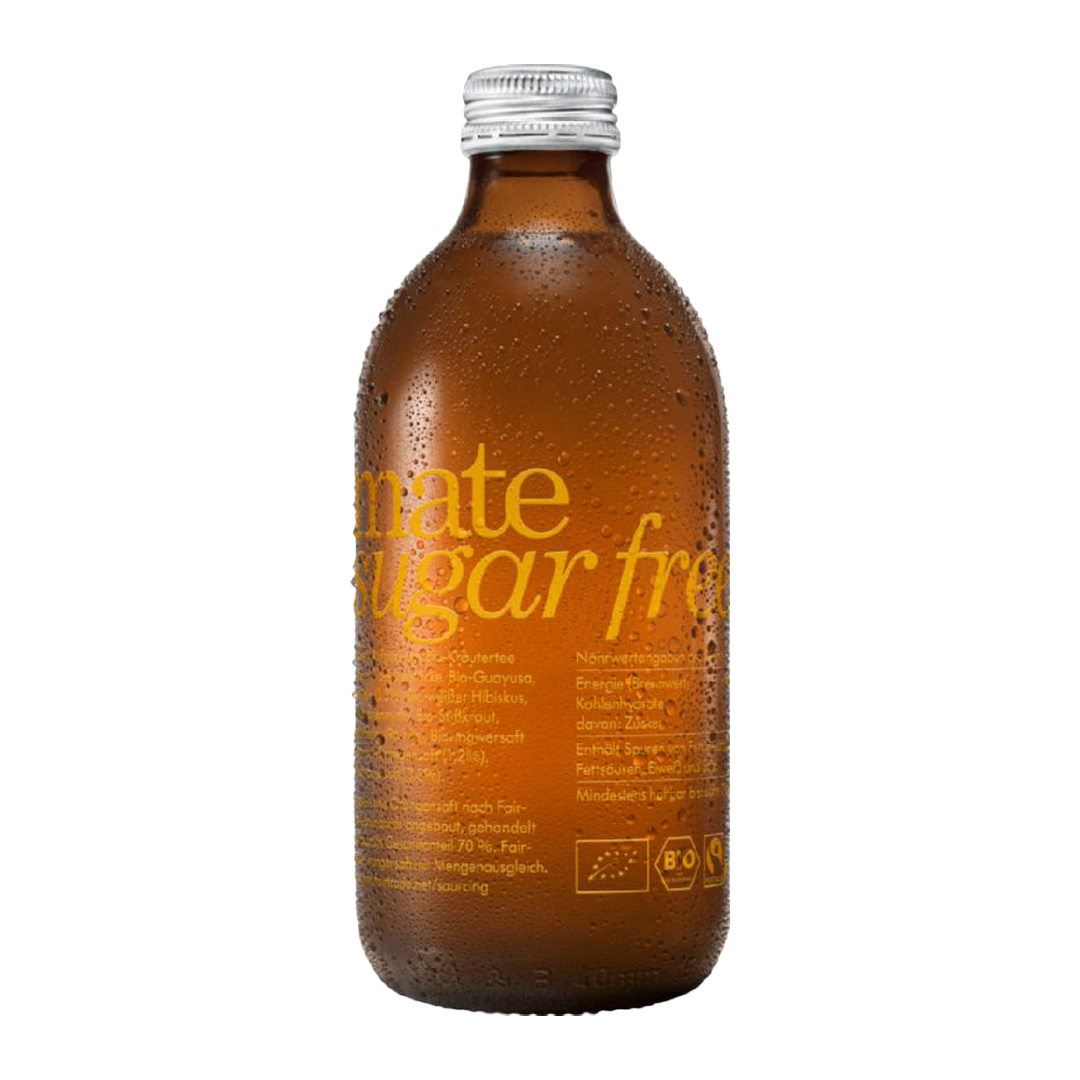 Braune Flasche Lemonaid mate sugar free.
