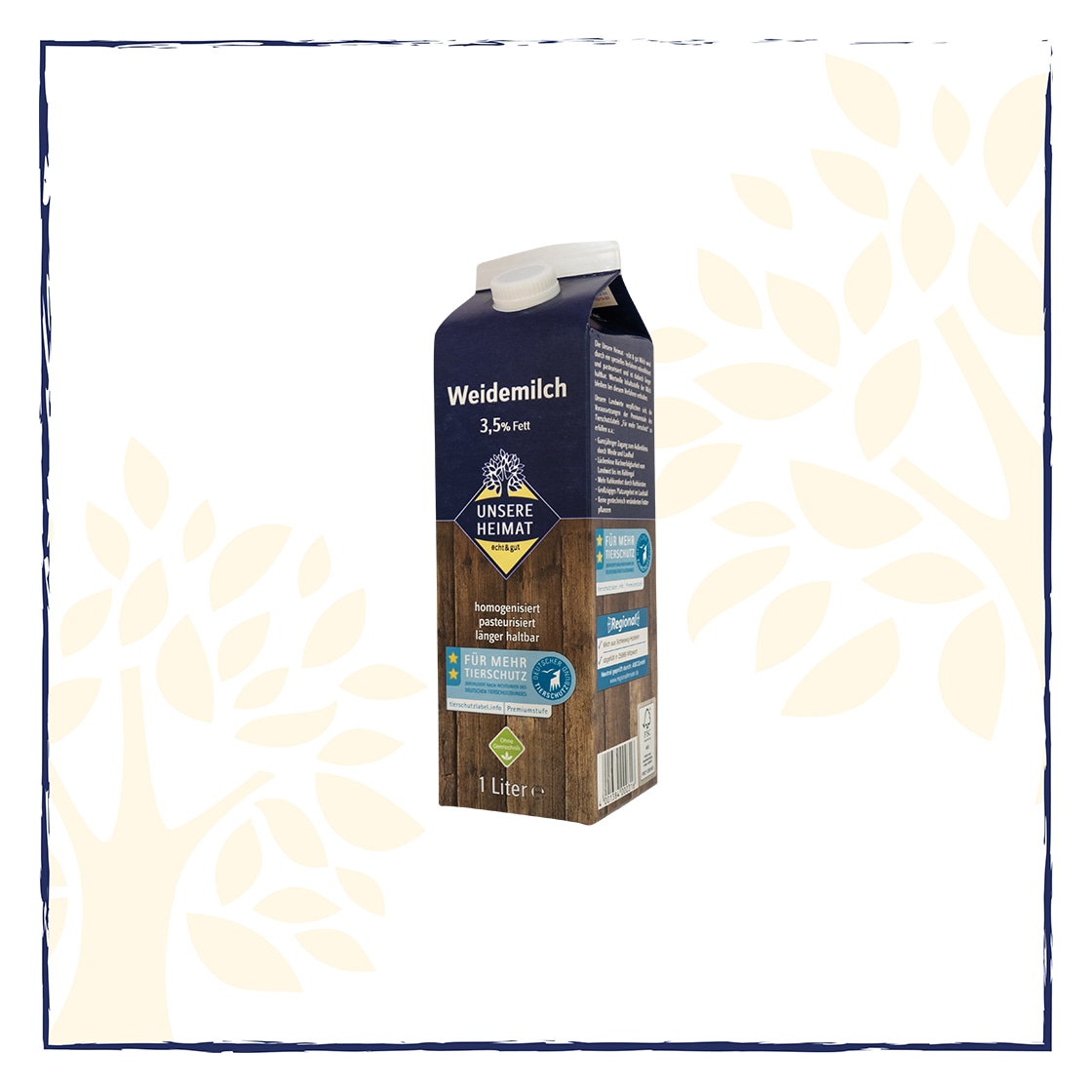 1-Liter-Packung Weidemilch 3,5 % fett von Unsere Heimat.