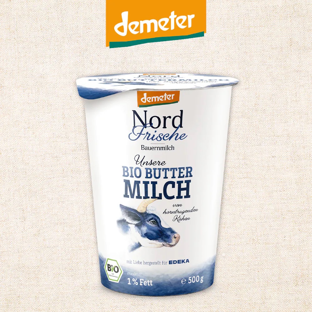 500 Gramm Becher Nord Frische Bio Buttermilch von demeter.