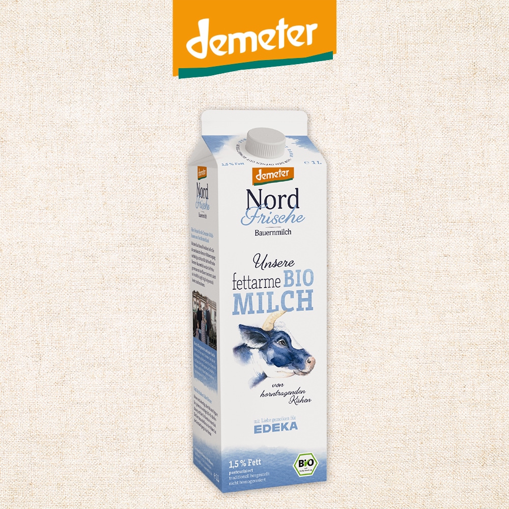 1-Liter-Packung unsere fettarm Biomilch 1,5 % fett von Nord-Frische.