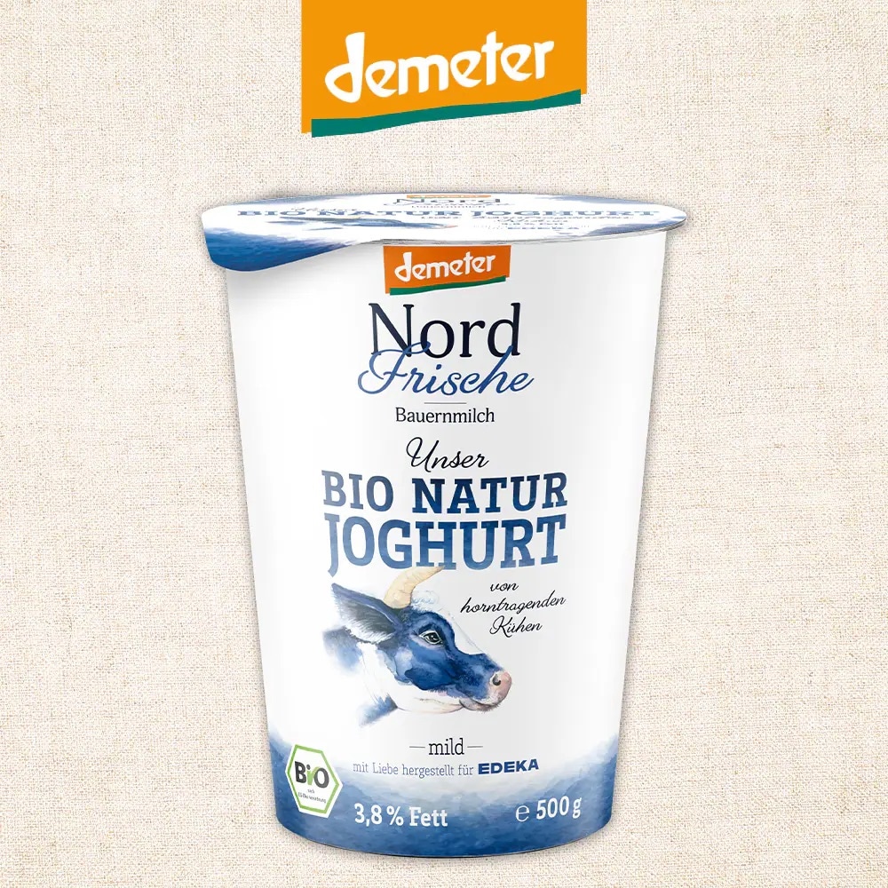 500 Gramm Becher Nord Frische Bio Naturjoghurt von demeter.