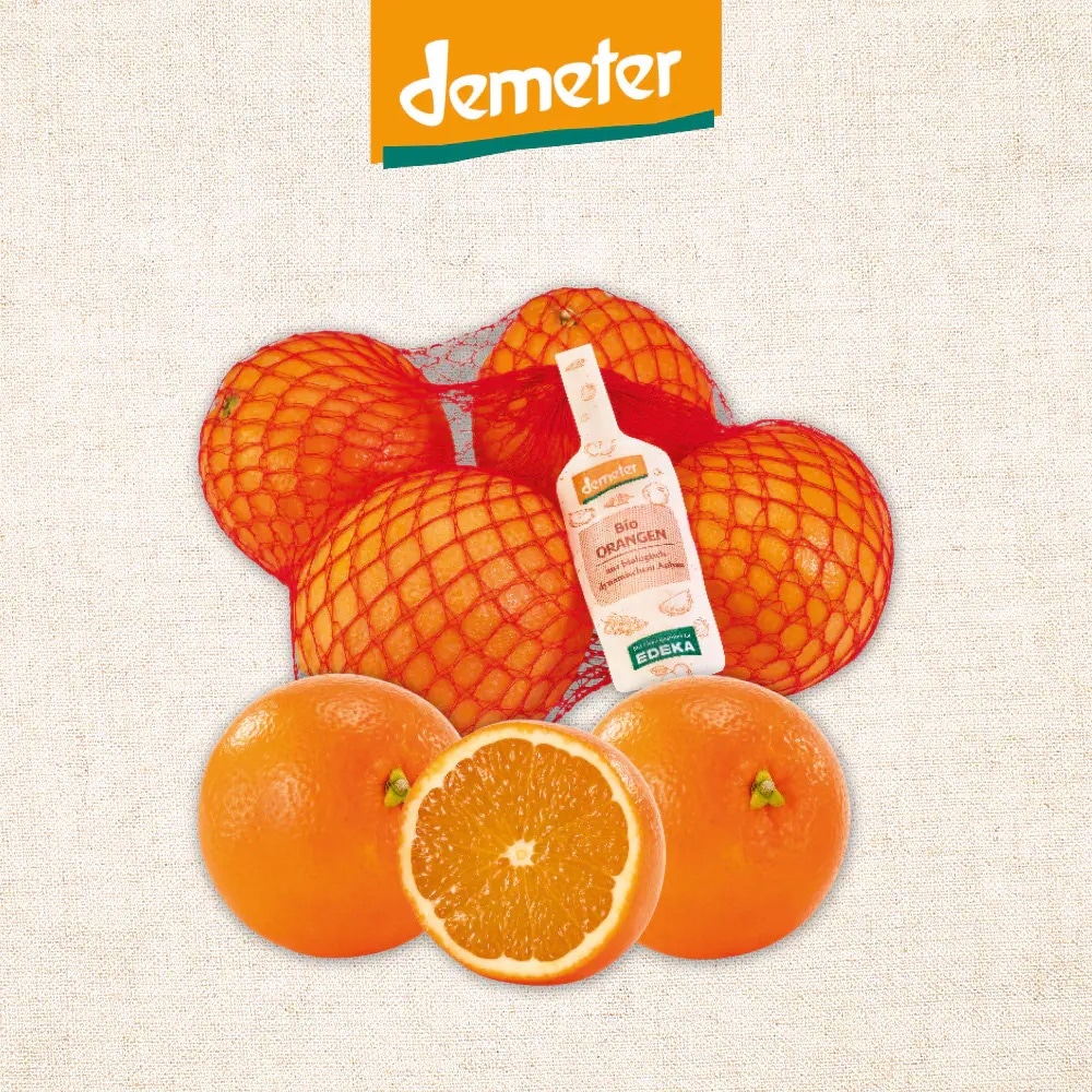 Ein Netz Bio-Orangen von demeter.