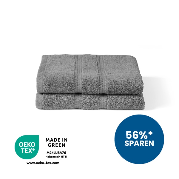 2 kleine Handtücher in anthrazit gefaltet. 56% sparen Störer
