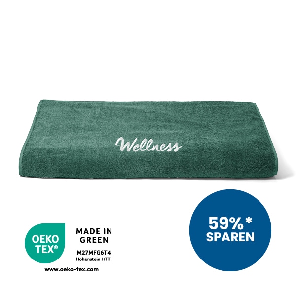 XXL Sauna Handtuch in seegrün gefaltet. 59% sparen Störer