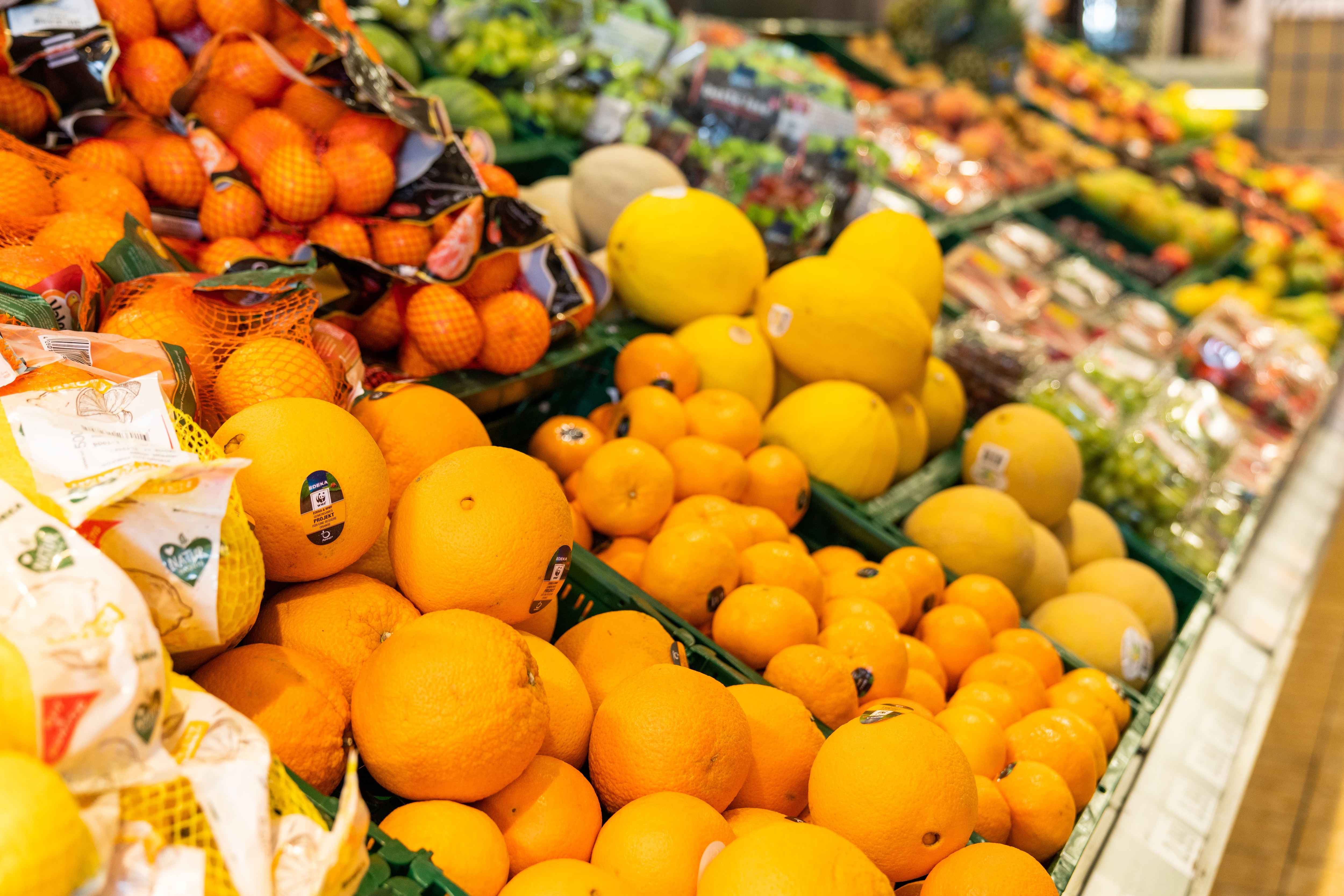 Zitrusfrüchte in der Obstabteilung.