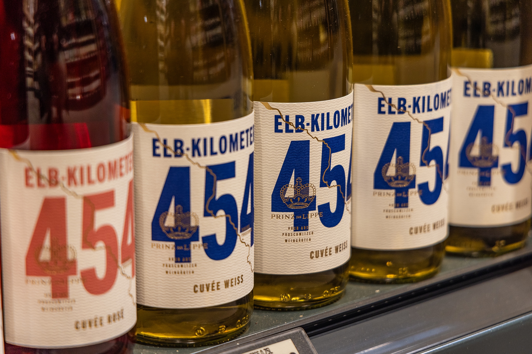 Nahaufnahme der Weine Elb-Kilometer.