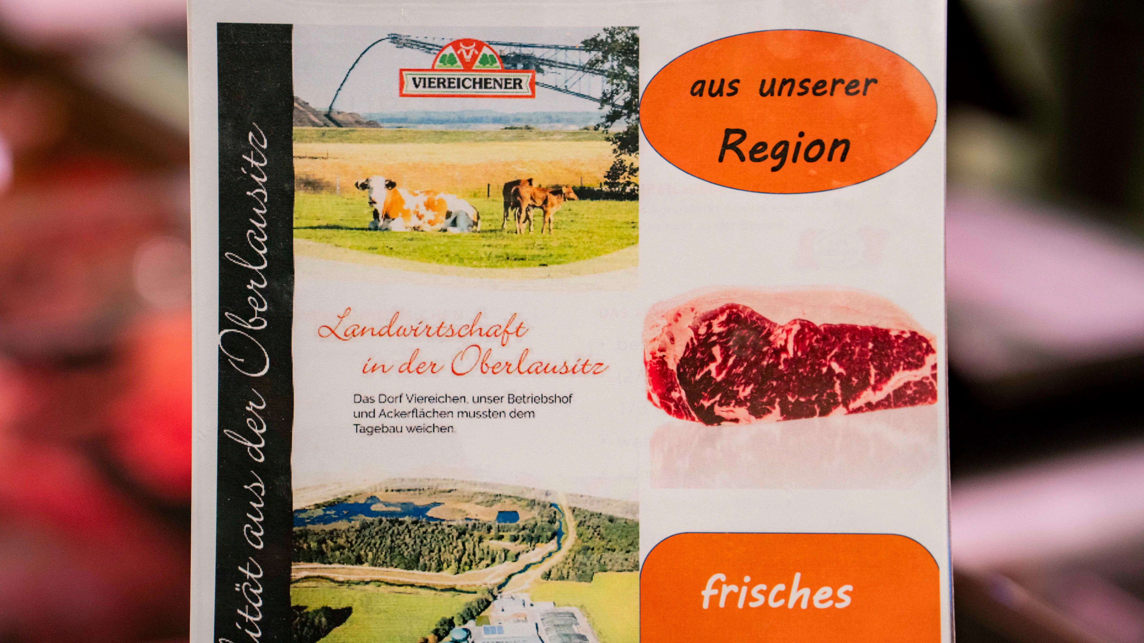 Ein Flyer für Fleisch aus der Region.