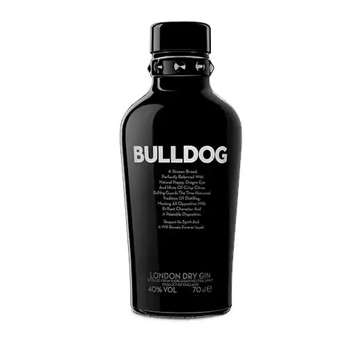 Schwarze Flasche Bulldog London Dry Gin.