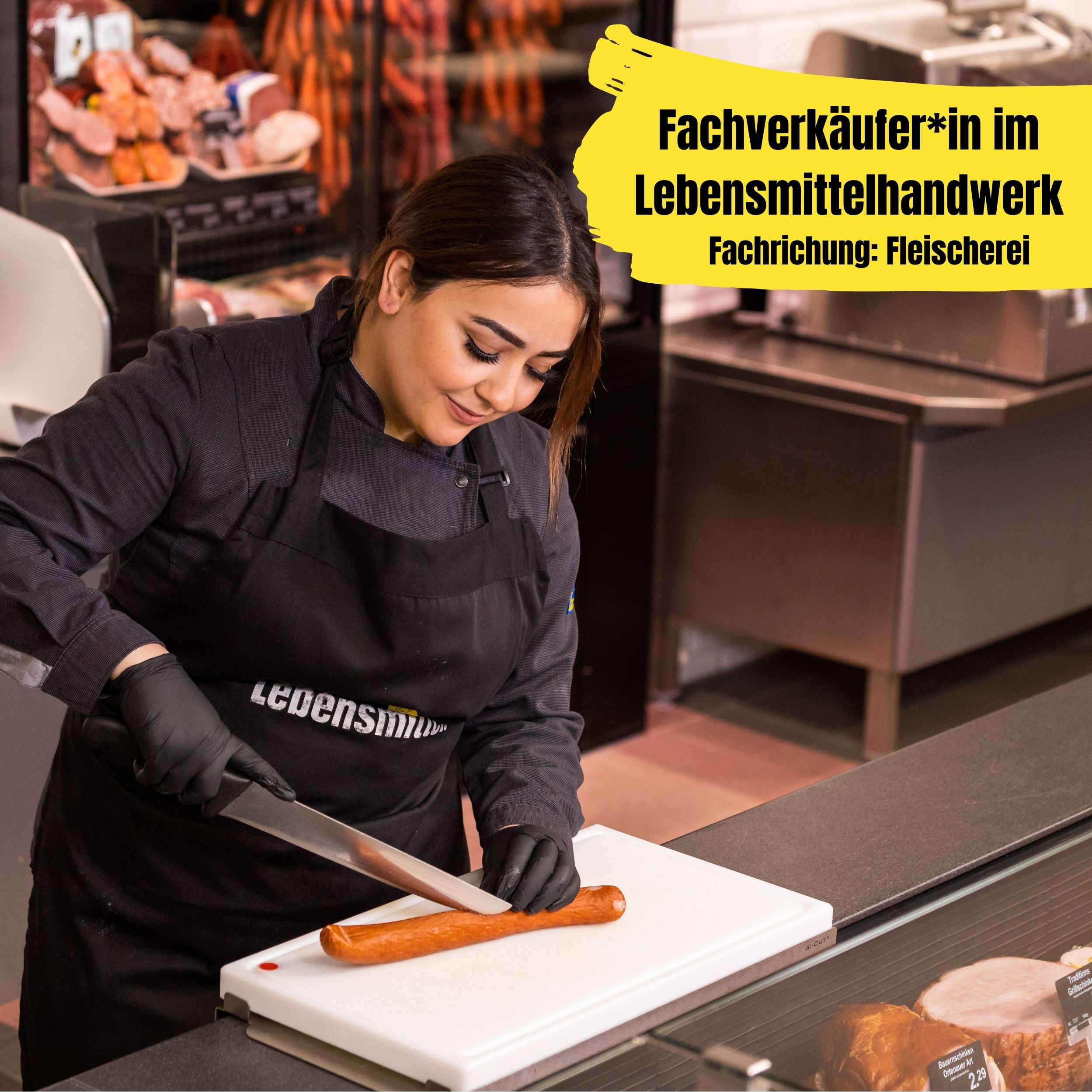 EDEKA bietet die Möglichkeit als Fachverkäufer*in im Lebensmittelhandwerk mit der Fachrichtung Fleischerei zu arbeiten.