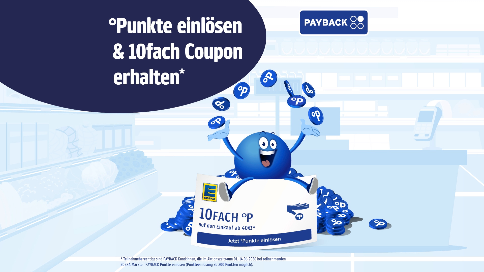 Payback Logo. Punkte einlösen und zehnfach Coupon erhalten