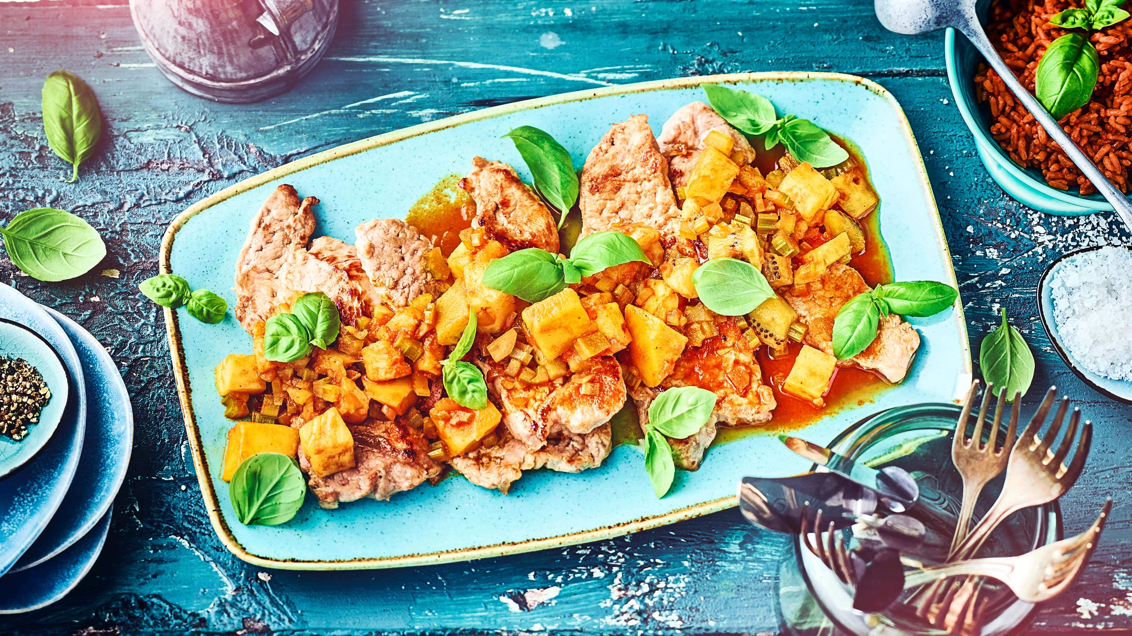 Kalbssteak mit Früchtecurry Kalbssteak mit Früchtecurry