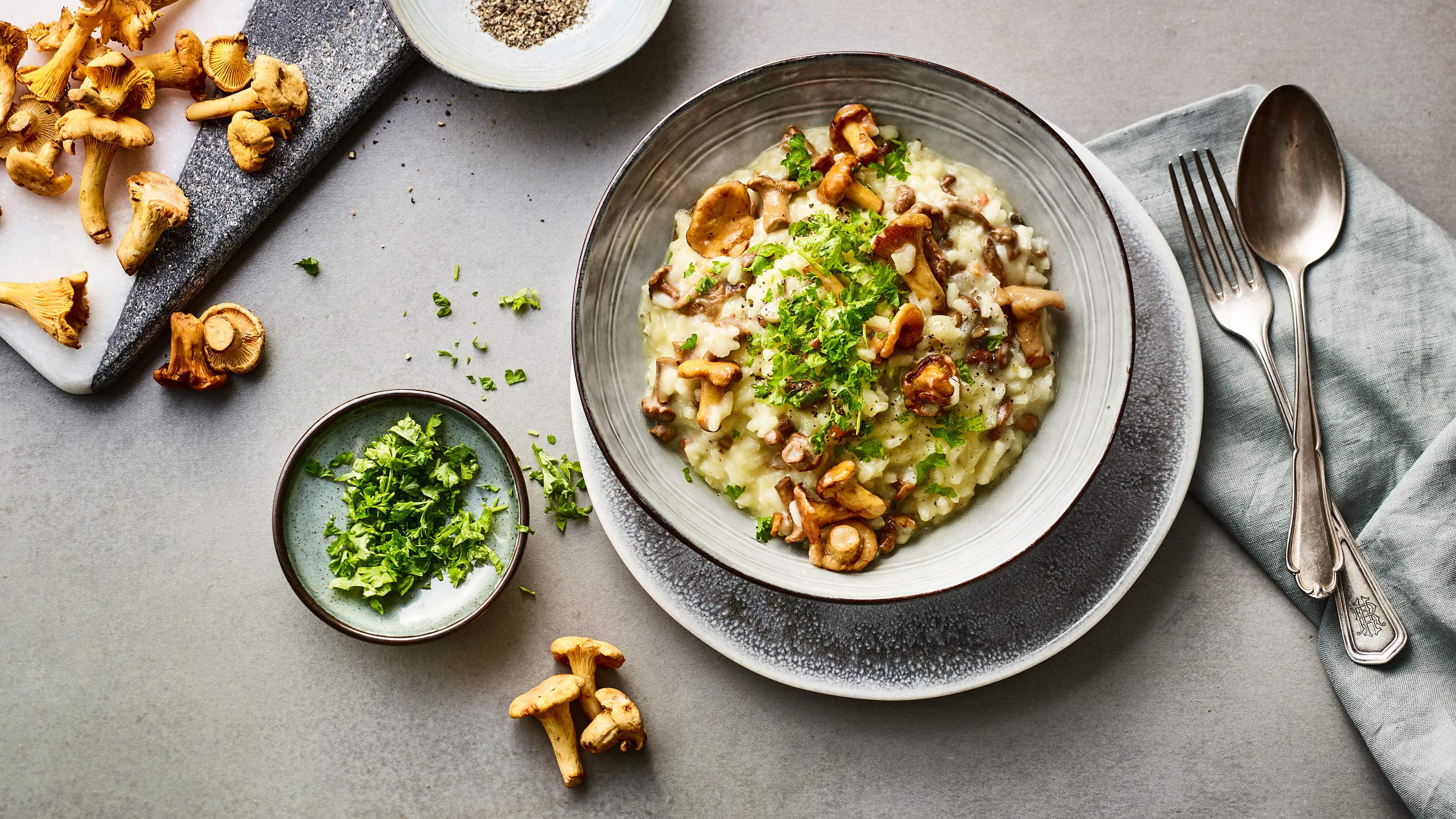 Veganes Risotto mit Pfifferlingen Veganes Risotto mit Pfifferlingen