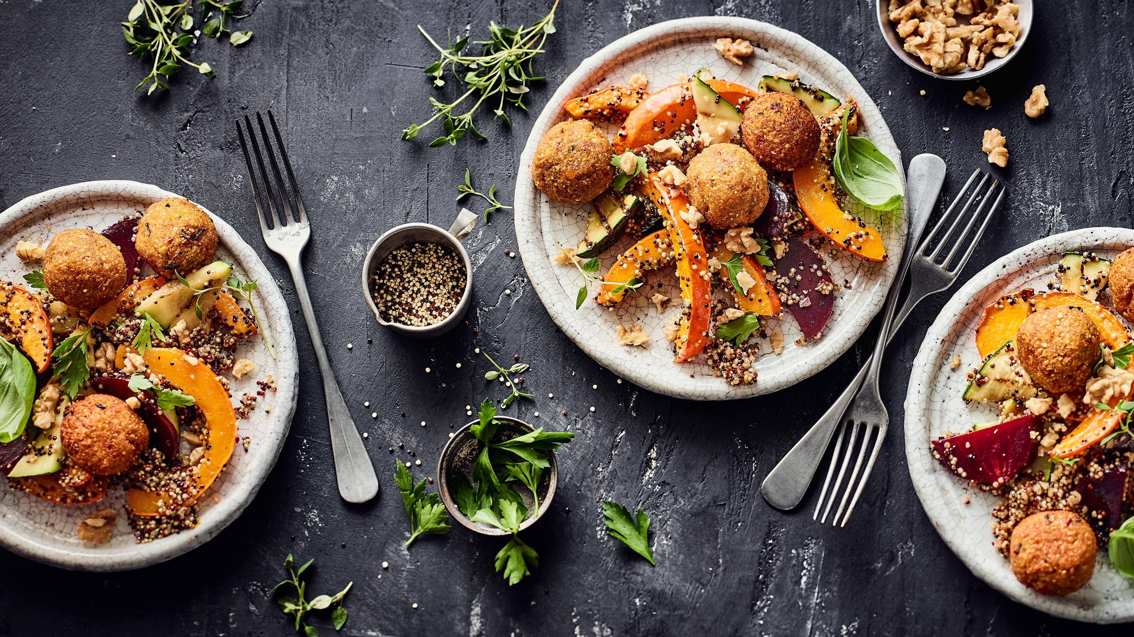 Quinoa-Falafel-Pfanne Rezept Gemüse mit Falafel