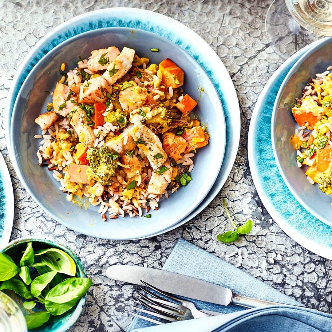 Bunte Herbst-Fischpfanne