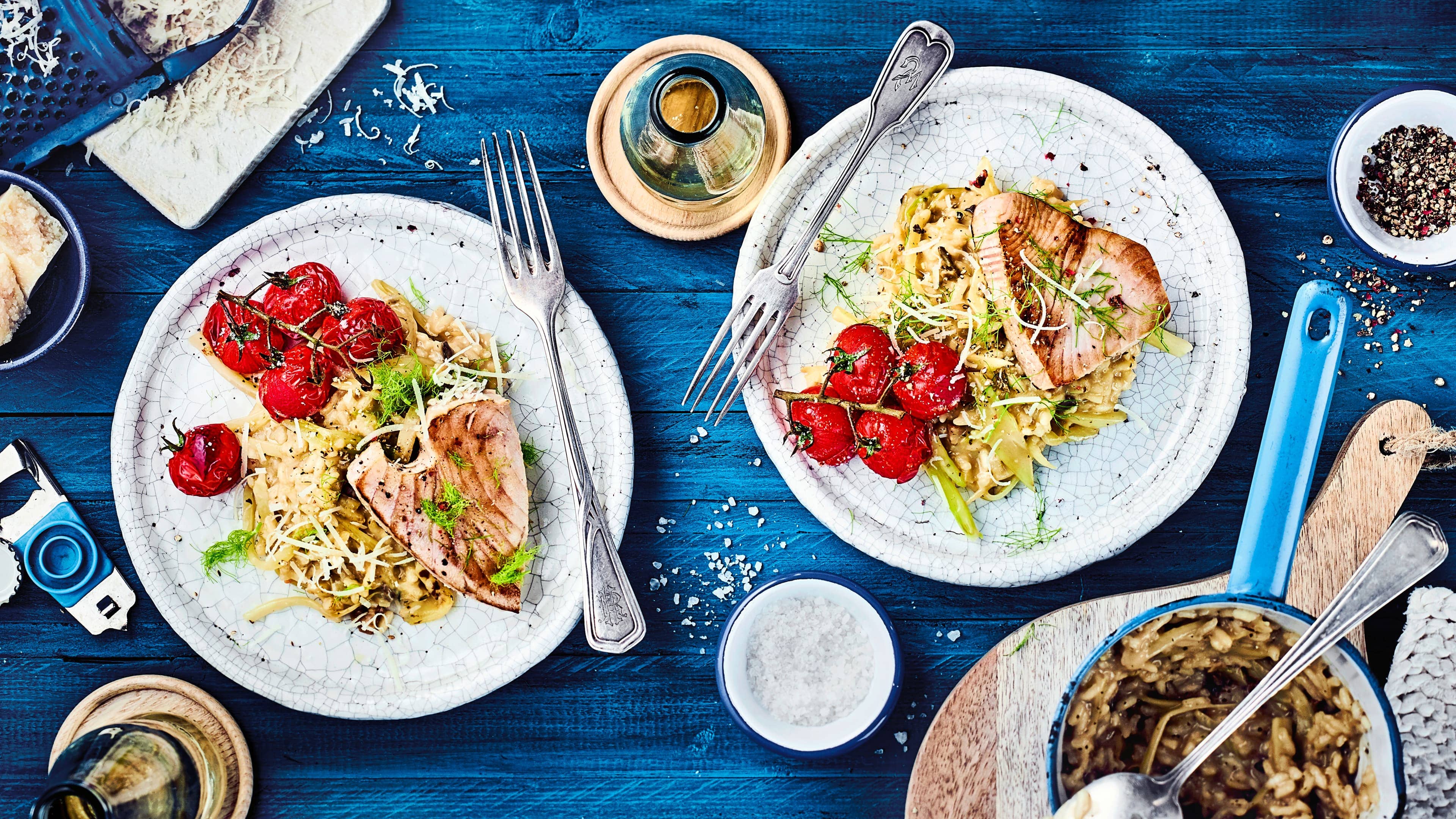Schnelles Steinpilz-Risotto Wenn es mal schnell aber lecker gehen soll: Mit unserem Rezept für Steinpilz-Risotto mit Thunfischsteaks und Parmesan zaubern Sie im Nu ein leckeres Hauptgericht.