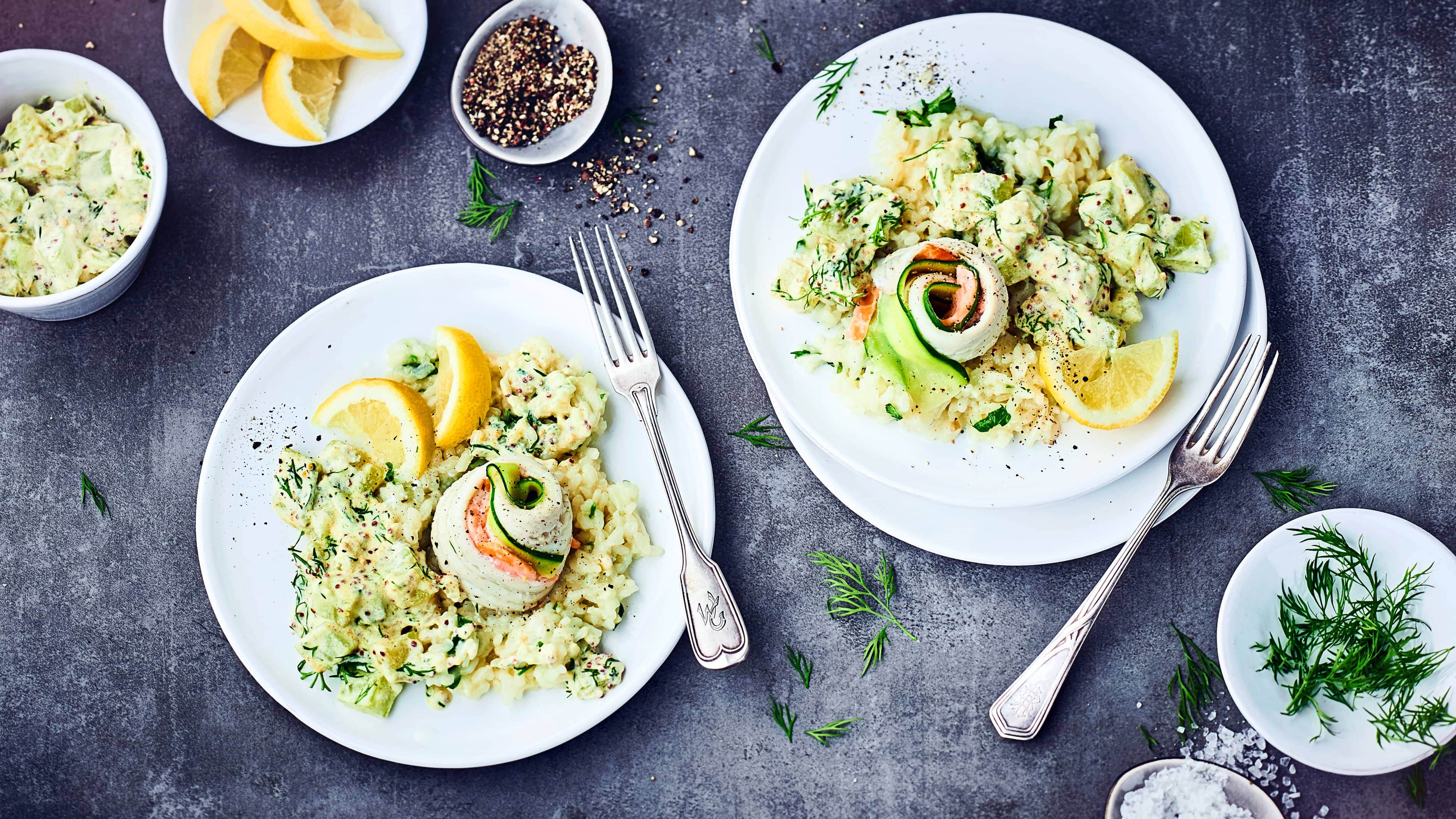 Lachs-Schollen-Röllchen Lachs-Schollen-Röllchen