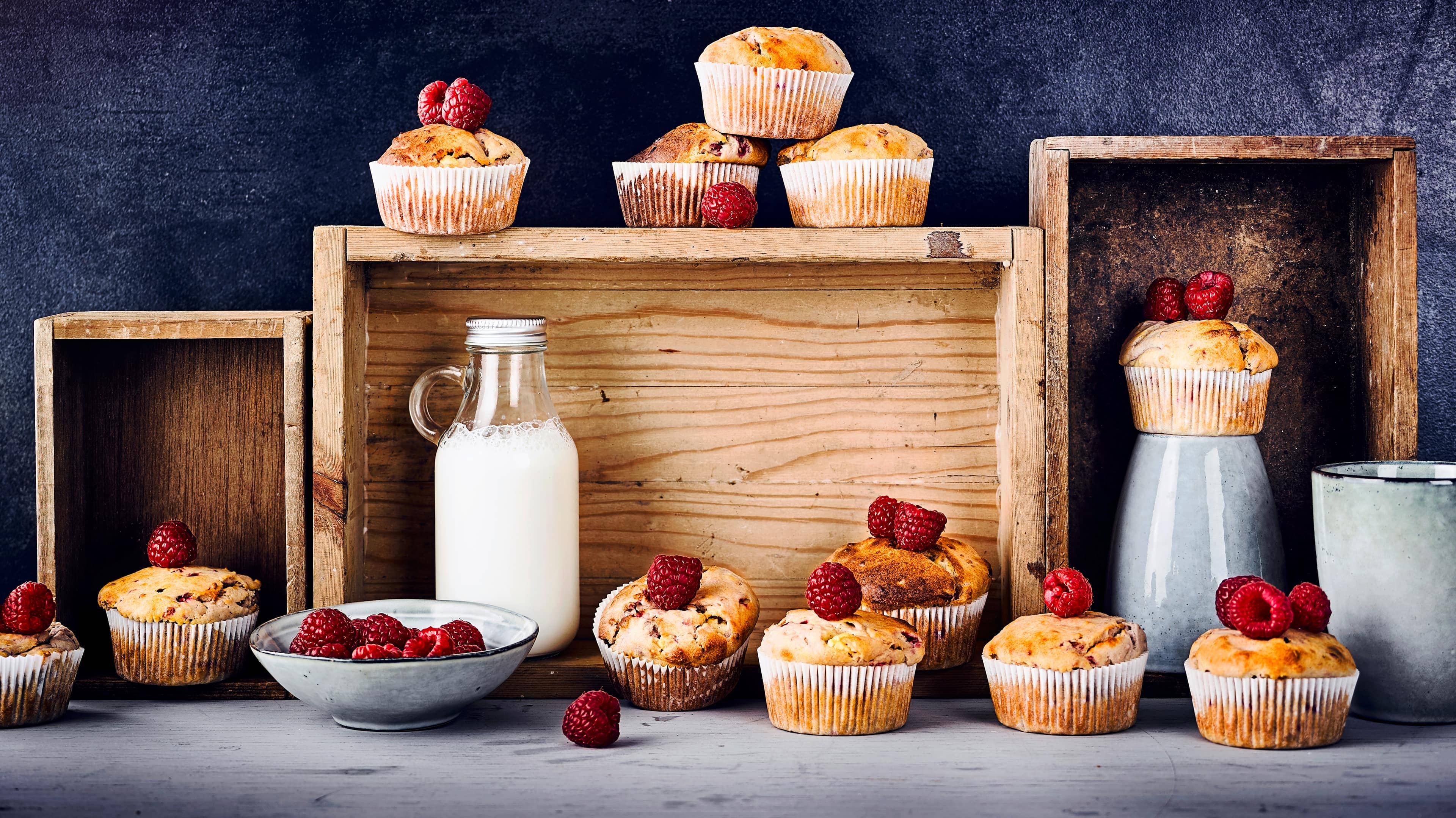 Quark-Muffins mit Himbeeren Quark-Muffins mit Himbeeren