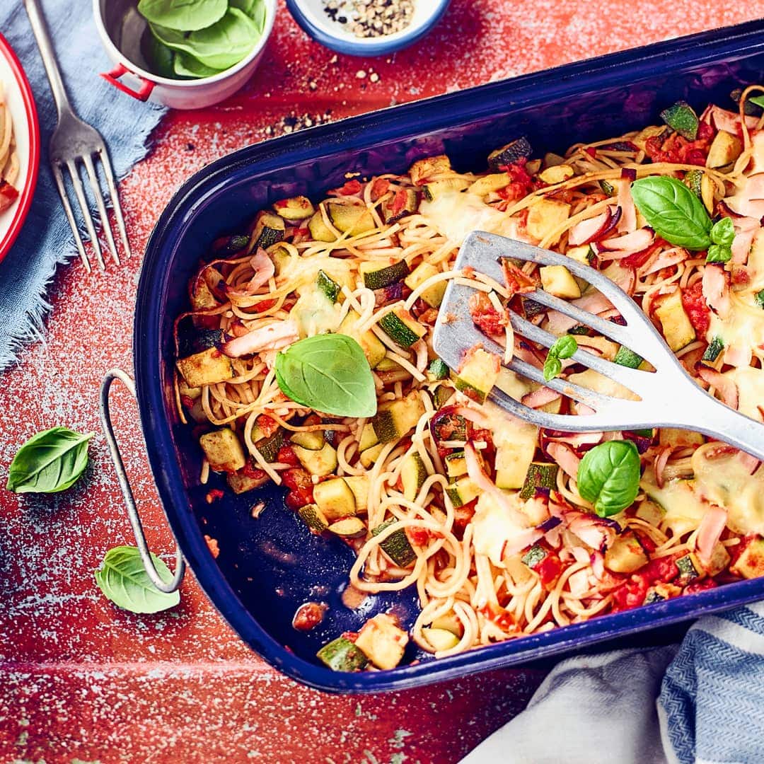 Zucchini-Spaghetti-Auflauf