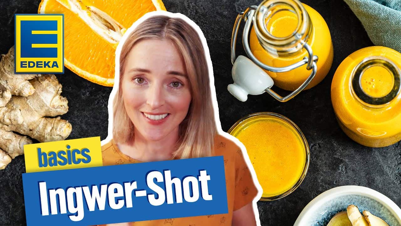 Ingwer-Shot Rezept YouTube Platzhalterbild für ein Video mit dem Titel 'Ingwer-Shot Rezept'.