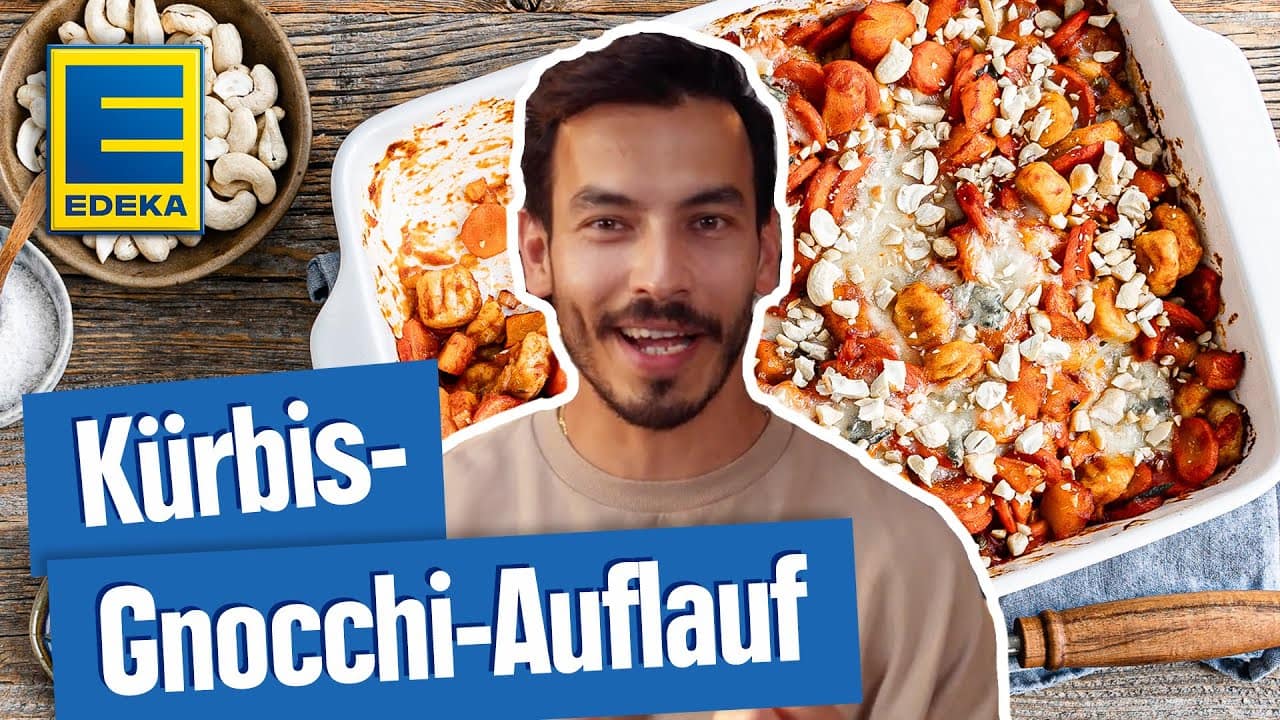 Kürbis-Gnocchi-Auflauf YouTube Platzhalterbild für ein Video mit dem Titel 'Kürbis-Gnocchi-Auflauf'.